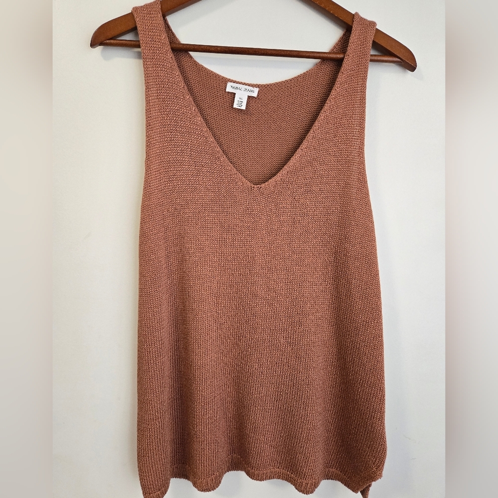 Tribal Jeans Brown Sleeveless Tank Top Sweater Women's Size L